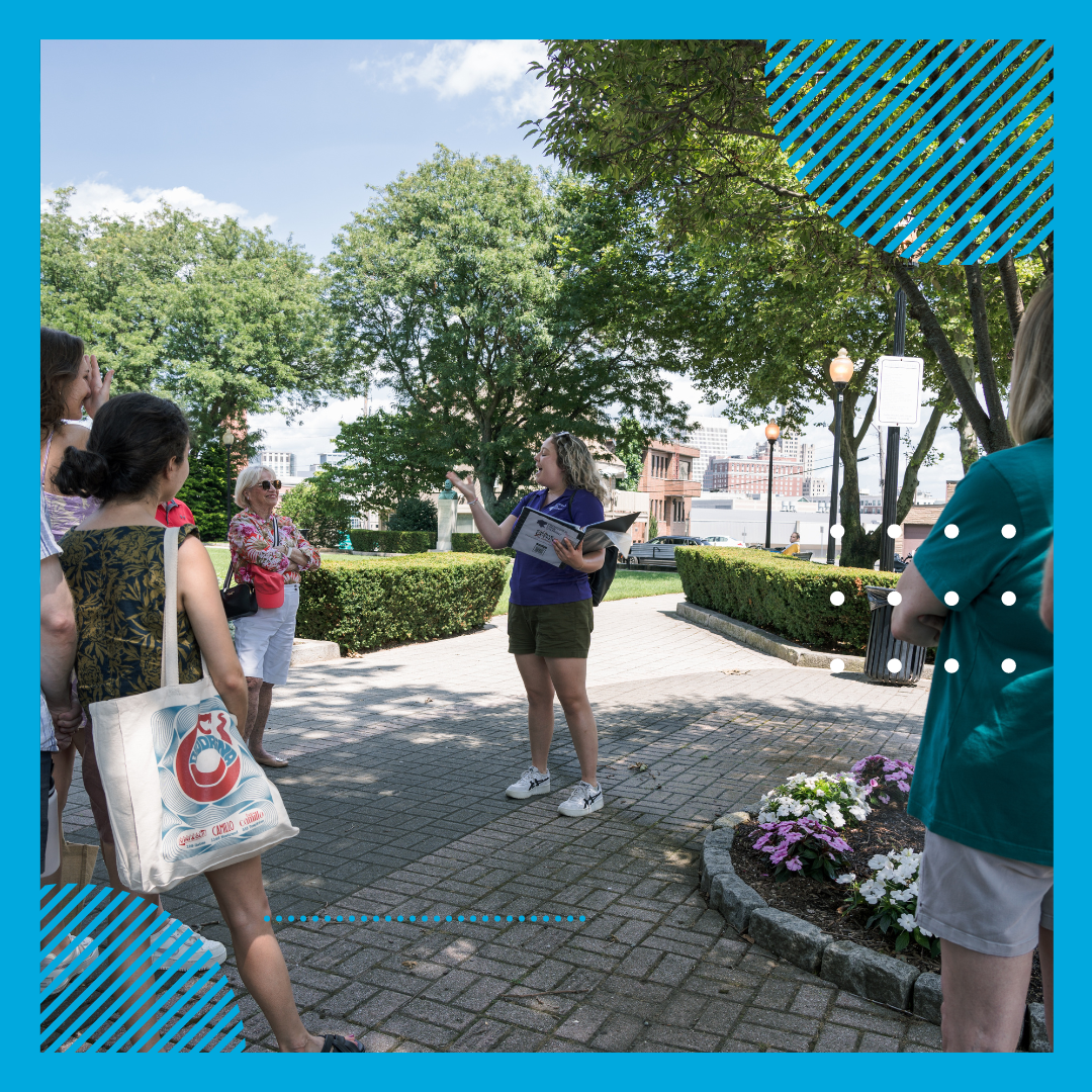 tour guide leading a city sightseeing tour of providence rhode island
